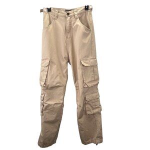 Cargo Pants Saddleback Seam High Waist S Women FMG Find Mad Games Khaki Tan
